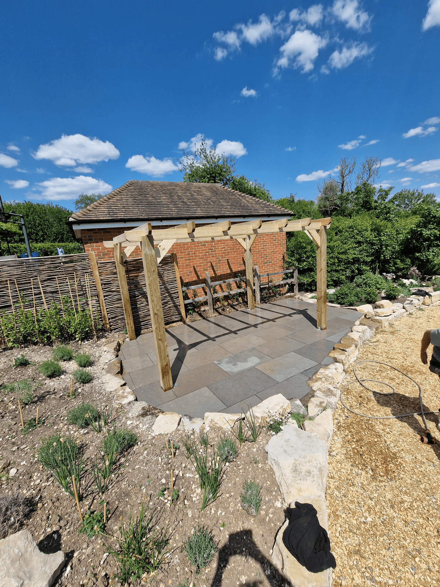 Slate Patio with Timber Pergola